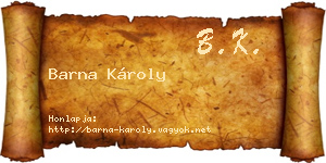 Barna Károly névjegykártya